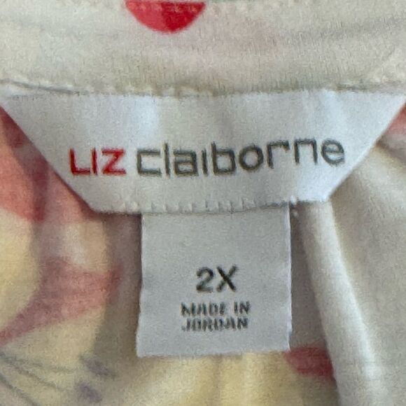 Liz Claiborne Popover Henley Floral Flowing Top - Picture 8 of 9